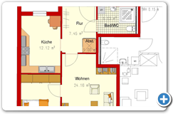 Beispiel 2 Raum Wohnung